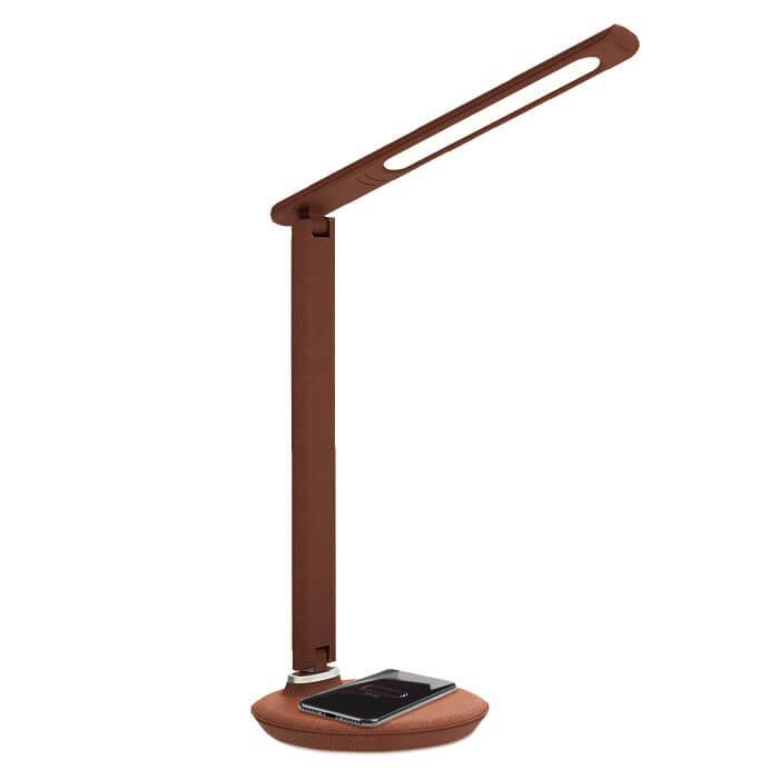 Светодиодная настольная лампа с беспроводной зарядкой, коричневая (LED 3000-6400K 8W, DE522 BR,  Ambrella) DE522 фото