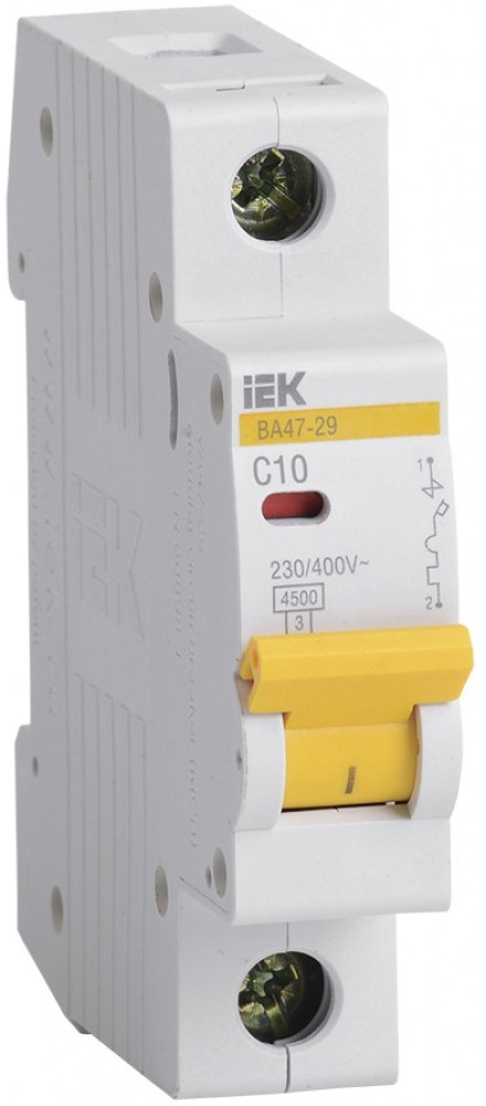 Автоматический выключатель 1П 10А C 4,5кА ВА47-29 IEK MVA20-1-010-C фото