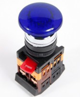 Кнопка AELA22 Грибок синий d22мм неон/240В 1з+1р ИЭК BBG20-AELA-K07 фото
