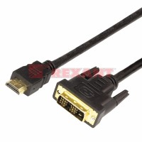 REXANT Шнур HDMI - DVI-D с фильтрами, длина 1,5 метра (GOLD) (PE пакет) 17-6303 фото