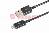 USB кабель microUSB длинный штекер 1М черный Rexant 18-4268 фото