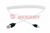 USB кабель универсальный microUSB шнур витой 1,5М белый Rexant 18-4301 фото
