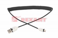 USB кабель универсальный microUSB шнур витой 1,5М черный Rexant 18-4300 фото