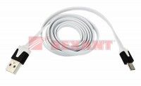 REXANT USB кабель универсальный microUSB шнур плоский 1 м белый 18-4274 фото