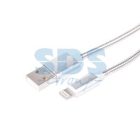 USB кабель для iPhone 5/6/7 моделей, шнур в металлической оплетке, серебристый Rexant 18-4247 фото