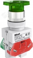 DEKraft Выключатель кнопочный грибок AELA диам.22 мм зеленый неон 220В ВK-22 25029DEK фото