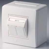 DKC Коробка в сборе с 2 розетками RJ45, кат.5е  (телефон / компьютер), белая 10656 фото