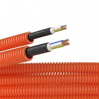 DKC Электротруба ПНД гибкая гофр. д.16мм, цвет оранжевый, с кабелем ВВГнг(А)-LS 3х2,5мм² РЭК 