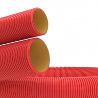 DKC Труба гибкая двустенная для кабельной канализации д.125мм, цвет красный, в бухте 40м., без протяжки 120912 фото