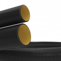 DKC Двустенная труба ПНД гибкая для кабельной канализации д.63мм спротяжкой, SN13, 530Н,  в бухте 50м, цвет черный 121963A фото