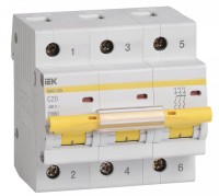 IEK Автоматический выключатель ВА47-100 3Р 20А 10кА характеристика C MVA40-3-020-C фото