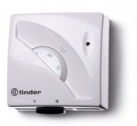Finder Комнатный термостат; 1СО 16А; монтаж на стену; поворотная ручка; переключатель ЛЕТО/ЗИМА цвет белый 1T012 фото