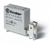Finder Низкопрофильное миниатюрное электромеханическое реле; монтаж на печатную плату; выводы с шагом 5мм + Faston 250(6.3x0.8мм); 1NO 16A; контакты A 457170060310 фото