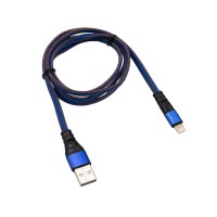 Кабель USB-Lightning для iPhone/2,4A/1m/flat denim/ Rexant 18-7053 фото