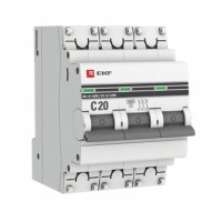 EKF Автоматический выключатель 3P 20А (C) 6кА ВА 47-63M c электромагнитным расцепителем  PROxima mcb4763m-6-3-20C-pro фото
