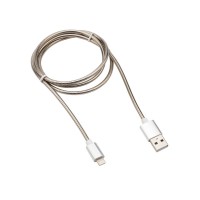 Кабель USB-Lightning для iPhone 2A/1m/metall/steel matt/ Rexant 18-7057 фото