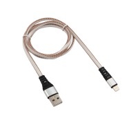 Кабель USB-Lightning для iPhone 2,4A/1m/nylon/flat/white/ Rexant 18-7056 фото