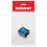Выключатель клавишный 250V 16А (4с) ON-OFF синий с подсветкой (RWB-502, SC-767, IRS-201-1) Индивидуальная упаковка 1 шт Rexant 36-2331-1 фото