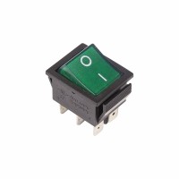 Выключатель клавишный 250V 15А (6с) ON-ON зеленый с подсветкой Rexant 36-2352 фото