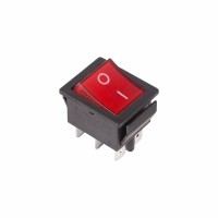 Выключатель клавишный 250V 15А (6с) ON-ON красный с подсветкой Rexant 36-2350 фото
