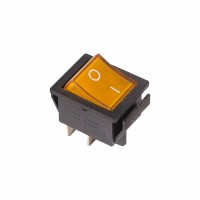 Выключатель клавишный 250V 16А (4с) ON-OFF желтый с подсветкой Rexant 36-2333 фото