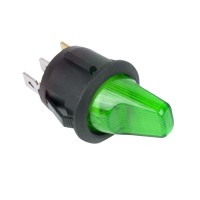 Выключатель клавишный круглый 12V 16А (3с) ON-OFF зеленый с подсветкой Rexant 36-2593 фото