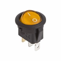 Выключатель клавишный круглый 12V 20А (3с) ON-OFF желтый с подсветкой Rexant 36-2587 фото
