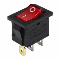 Выключатель клавишный 24V 15А (3с) ON-OFF красный с подсветкой Mini Rexant 36-2165 фото