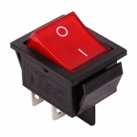 Выключатель клавишный 250V 20А (4с) ON-OFF красный с подсветкой Rexant 36-2340 фото