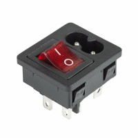 Выключатель клавишный 250 V 6 А (4с) ON-OFF красный с подсветкой и штекером C8 2PIN Rexant 36-2285 фото