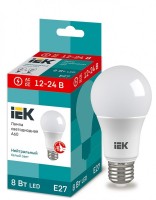 IEK Лампа светодиодная A60 шар 8Вт 12-24В 4000К E27 LLE-A60-08-12-24-40-E27 фото