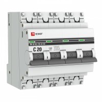 EKF Автоматический выключатель 4P 20А (C) 4,5kA ВА 47-63 PROxima mcb4763-4-20C-pro фото