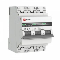 EKF PROxima ВА 47-63 Автоматический выключатель  (D) 3P 2,5А 4,5kA mcb4763-3-2.5D-pro фото