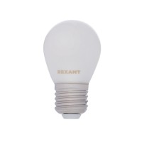 Лампа филаментная Шарик GL45 9.5 Вт 915 Лм 2700K E27 матовая колба Rexant 604-135 фото