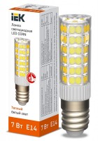 Лампа LED CORN капсула 7Вт 230В 3000К керамика E14 IEK LLE-CORN-7-230-30-E14 фото