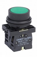 CHINT Кнопка управления NP2-BA35 без подсветки зеленая, 1НЗ +1НО IP40 573763 фото