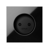 Simon 100 Черный глянец Накладка розетки без заземления 10000040-138 фото