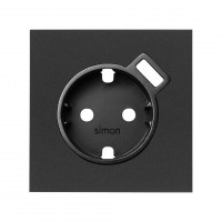 Simon 100 Черный матовый Накладка розетки Schuko с з/у USB SmartCharge 10000049-238 фото