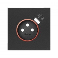 Simon 100 Черный матовый Накладка розетки Schuko UPS с з/у USB SmartCharge 10000137-238 фото
