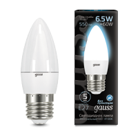Gauss Лампа Свеча 6.5W 550lm 4100К E27 LED 103102207 фото