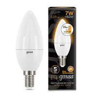 Gauss Лампа Свеча 7W 520lm 3000К E14 шаг. диммирование LED 103101107-S фото