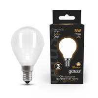Gauss Лампа Filament Шар 5W 420lm 2700К Е14 milky LED 105201105 фото