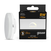Gauss Лампа LED GX53 8W 3000K диммируемая1/10/100 108408108-D фото