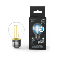 Gauss Лампа Filament Шар 7W 580lm 4100К Е27 шаг. диммирование LED 105802207-S фото
