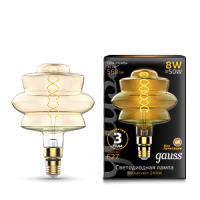 Gauss Лампа Filament BD180 8W 560lm 2400К Е27 golden flexible LED 161802008 фото