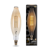 Gauss Лампа Filament BT120 6W 780lm 2400К Е27 golden straight LED 155802008 фото