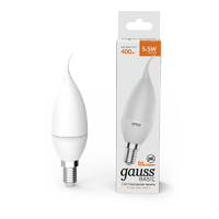 Gauss Лампа Basic Свеча на ветру 5,5W 400lm 3000K E14 LED 1034116 фото