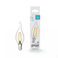 Gauss Лампа Basic Filament Свеча на ветру 4,5W 420lm 4100К Е14 LED 1/10/50 1041125 фото
