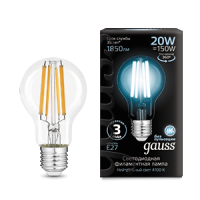 Gauss Filament Лампа А60 20W 1850lm 4100К Е27 LED 1/10/40 102902220 фото