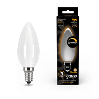 Gauss Лампа Filament Свеча 9W 590lm 3000К Е14 milky диммируемая LED 1/10/50 103201109-D фото